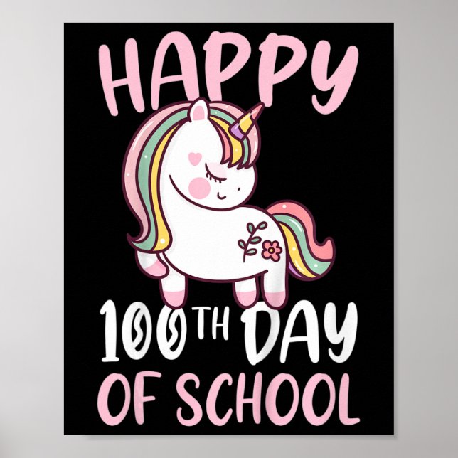 100 Days Of School Girls Happy 100th Day Of School Poster (Front)