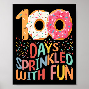 100 Days Of School Girls Kindergarten 100th Day Of Poster
