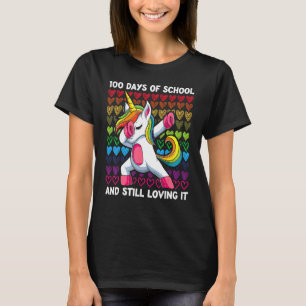 100 Days Of School Girls Shirt, Dabbing Unicorn Ki T-Shirt