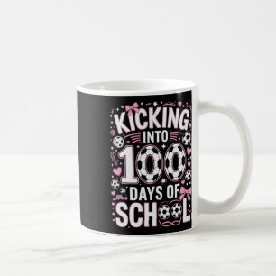 100 Days Of School Girls Soccer Coquette Bow Pink Coffee Mug