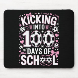 100 Days Of School Girls Soccer Coquette Bow Pink Mouse Pad