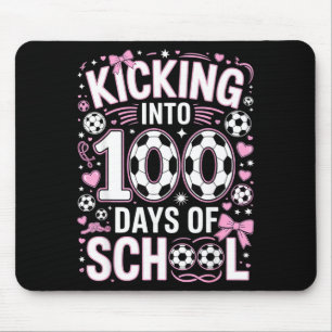 100 Days Of School Girls Soccer Coquette Bow Pink Mouse Pad