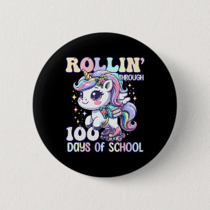 100 Days Of School Girls Teacher 100th Day Unicorn 6 Cm Round Badge