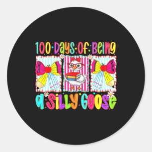 100 Days Of School Girls Teacher Bow 100th Day Sil Classic Round Sticker