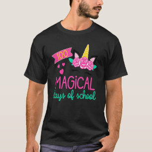 100 Days Of School Girls Unicorn 100 Magical Days  T-Shirt