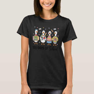 100 Days of School Goose Cute Teacher 100th Day Ki T-Shirt