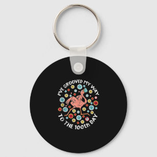 100 Days Of School Groove Flamingo Face Mask Key Ring