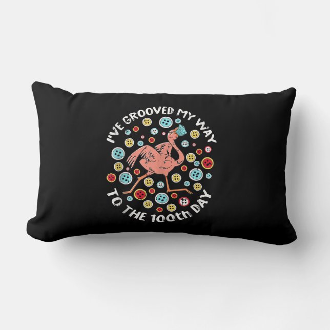 100 Days Of School Groove Flamingo Face Mask Lumbar Cushion (Front)