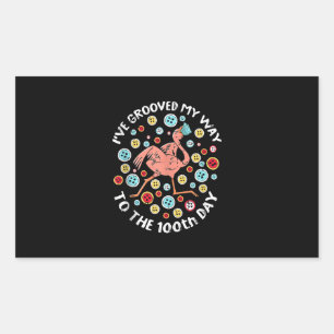 100 Days Of School Groove Flamingo Face Mask Rectangular Sticker