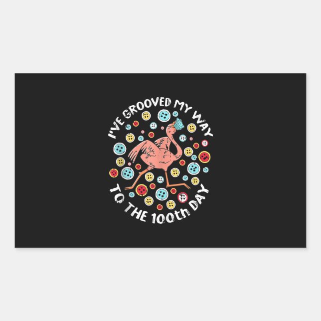 100 Days Of School Groove Flamingo Face Mask Rectangular Sticker (Front)