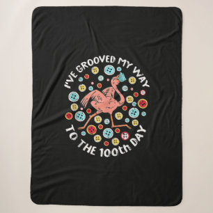 100 Days Of School Groove Flamingo Face Mask Sherpa Blanket