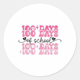 100 Days Of School Groovy 100th Day Teacher Girl K Classic Round Sticker