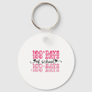 100 Days Of School Groovy 100th Day Teacher Girl K Key Ring