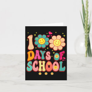 100 Days Of School Groovy Retro 100th Day Teacher  Card