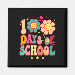 100 Days Of School Groovy Retro 100th Day Teacher Magnet