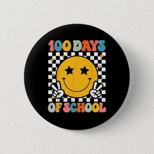 100 Days Of School Groovy Smile Face  6 Cm Round Badge