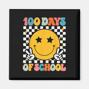 100 Days Of School Groovy Smile Face Magnet