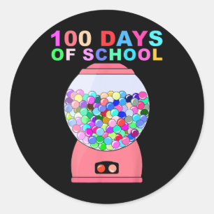 100 Days Of School Gumball Machine For Kids Teache Classic Round Sticker