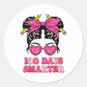 100 Days Of School Hair Buns 100 Days Smarter Classic Round Sticker
