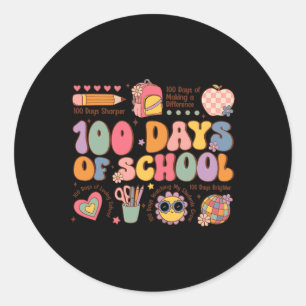100 Days Of School Happy 100th Day Of School Teach Classic Round Sticker