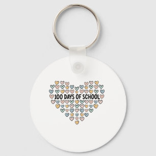 💖 100 Days of School Heart Design Key Ring