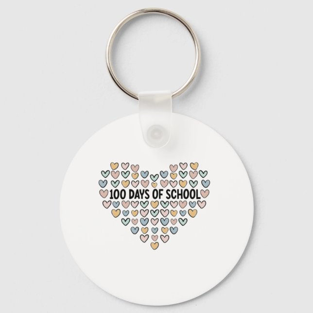 💖 100 Days of School Heart Design Key Ring (Front)