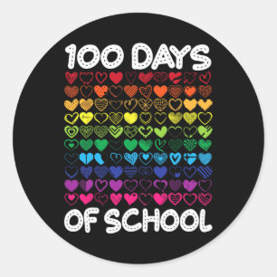 100 Days Of School Heart Love Teacher Or Student 1 Classic Round Sticker