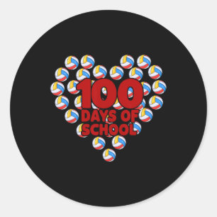100 Days Of School Heart Volleybyll 100th Day Of S Classic Round Sticker