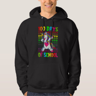 100 Days Of School Hearts Dabbing Unicorn 100th Hoodie