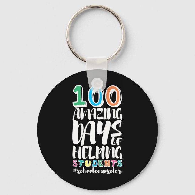 100 Days Of School Helping Students School Counsel Key Ring (Front)