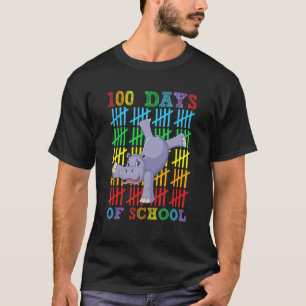 100 Days of School Hippo Boys Girls 100th Day Sc T-Shirt