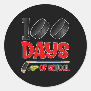 100 Days of School Hockey Student Kids Teacher  Classic Round Sticker