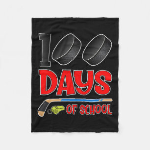 100 Days Of School Hockey Student Kids Teacher Fleece Blanket