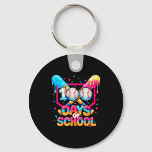 100 Days Of School Ice Cream Baseball Player For K Key Ring