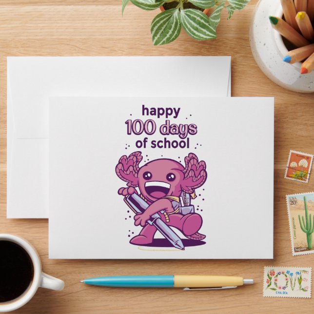100 days of school invitation envelope (Desk)