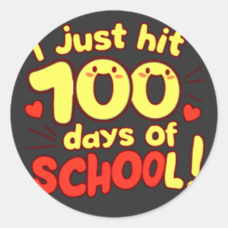 100 Days of School Kawaii Style Design  Classic Round Sticker