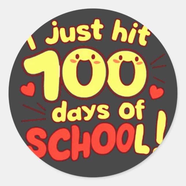 100 Days of School Kawaii Style Design  Classic Round Sticker (Front)