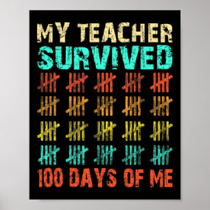 100 Days Of School Kids 100th Day Of School Costum Poster