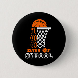 100 Days of School Kids Basketball 100th day of sc 6 Cm Round Badge