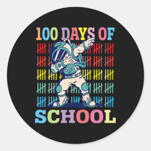100 Days Of School Kids Dabbing Astronaut Lovers G Classic Round Sticker