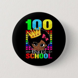 100 Days Of School Kids Girl Black African America 6 Cm Round Badge