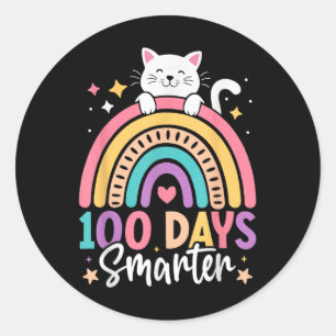 100 Days Of School Kids Kitten Cat 100th Day Of Sc Classic Round Sticker