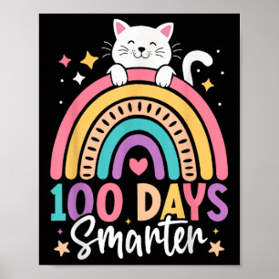 100 Days Of School Kids Kitten Cat 100th Day Of Sc Poster