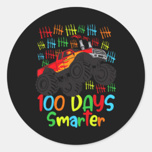 100 Days Of School Kindergarten Smarter Boys Monst Classic Round Sticker