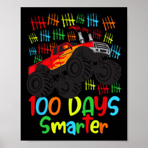 100 Days Of School Kindergarten Smarter Boys Monst Poster