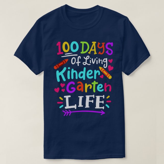 100 Days of School Kindergarten T-Shirt (Design Front)