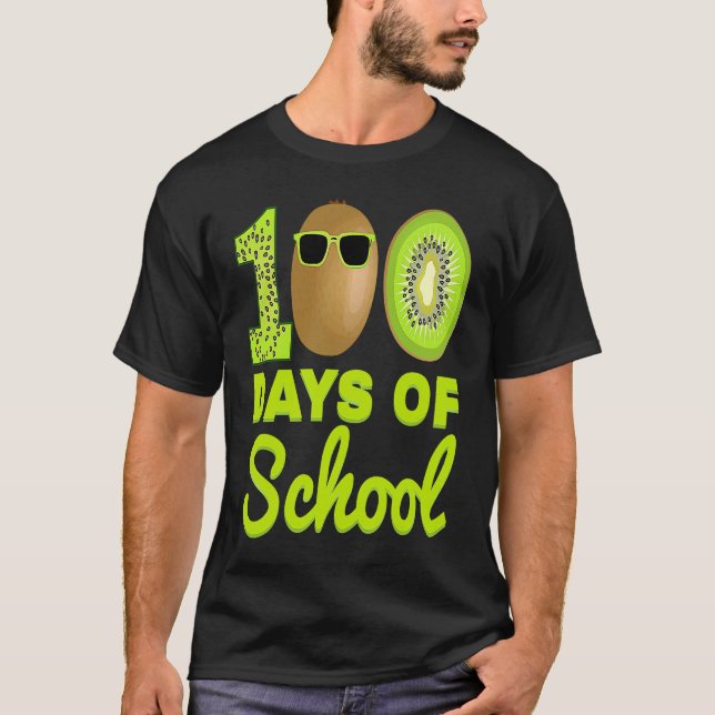 100 Days of School Kiwi Funny Food Fruit Lover Tea T-Shirt (Front)