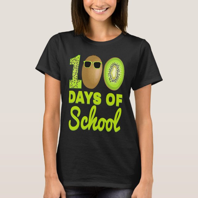 100 Days of School Kiwi Funny Food Fruit Lover Tea T-Shirt (Front)
