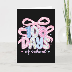 100 Days Of School Lace Coquette Bow Girl Women Te Card