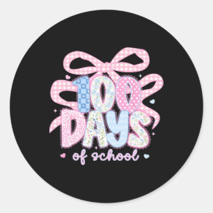 100 Days Of School Lace Coquette Bow Girl Women Te Classic Round Sticker